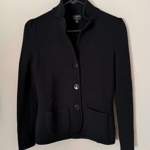 Talbots Merino Wool Black Sweater Blazer Womens SP Minimalist Capsule Wardrobe‎